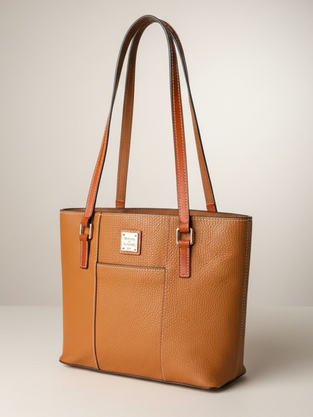 Dooney & Bourke Small Lexington Pebbled Leather Shopper Tote, Caramel Color. EUC